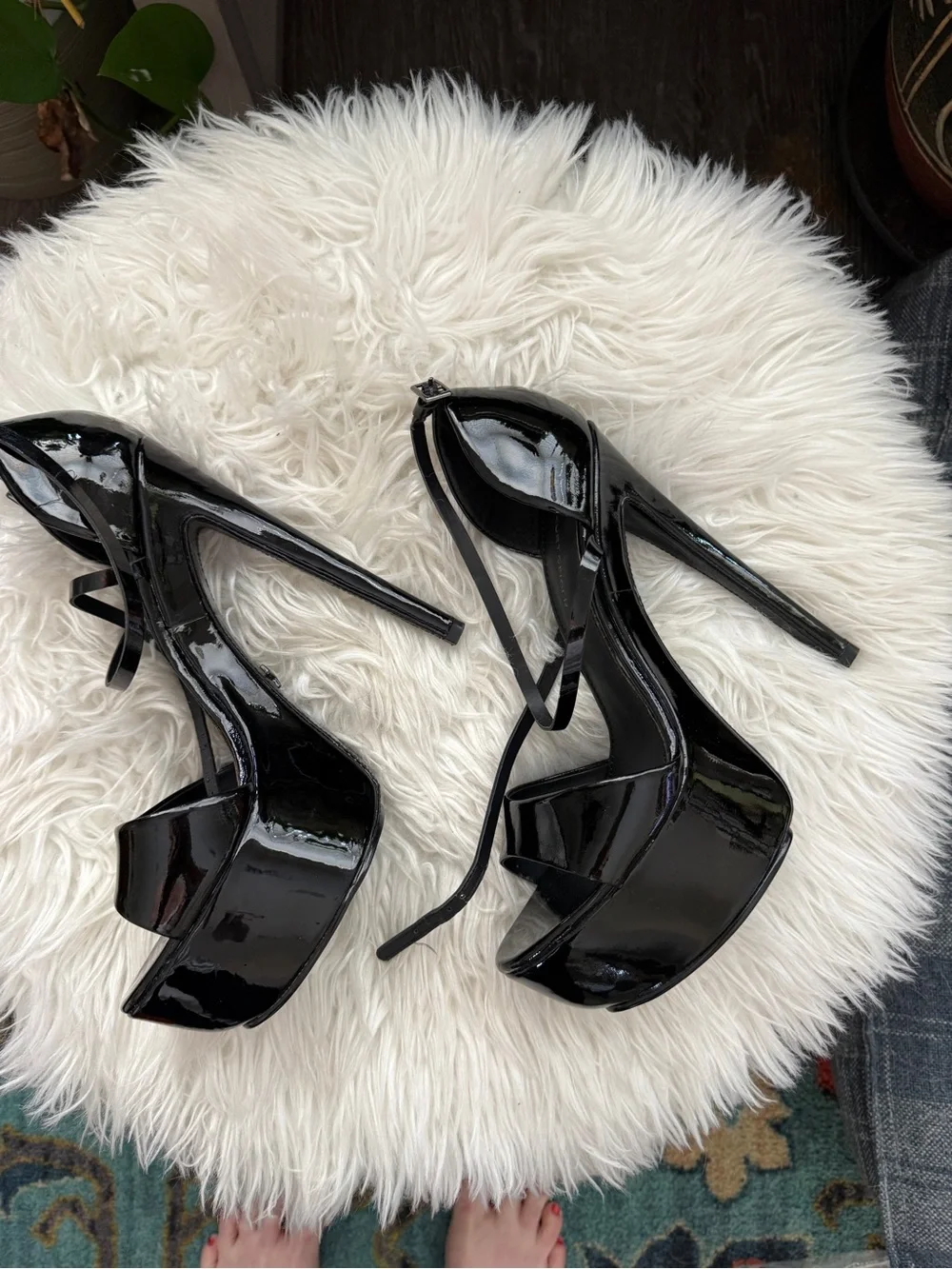 Kurt Geiger Black Patent Strappy High-Heel Sandals